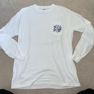 Zeta Tau Alpha Shirt White Embroidery Blue Medium